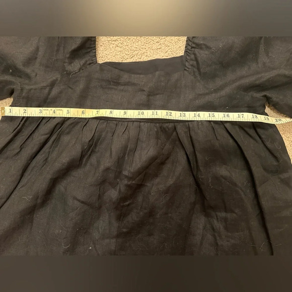 DISSH 100% Linen Black Hali Sleeved Top, Size 6 - Picture 9 of 9